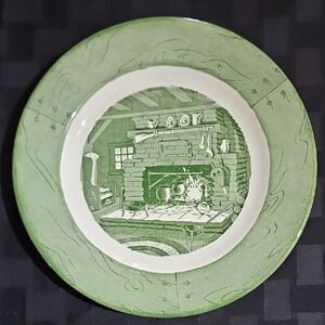 Royal China Colonial Homestead Dinner Plates Made in U.S.A. 1950s, Set of 2